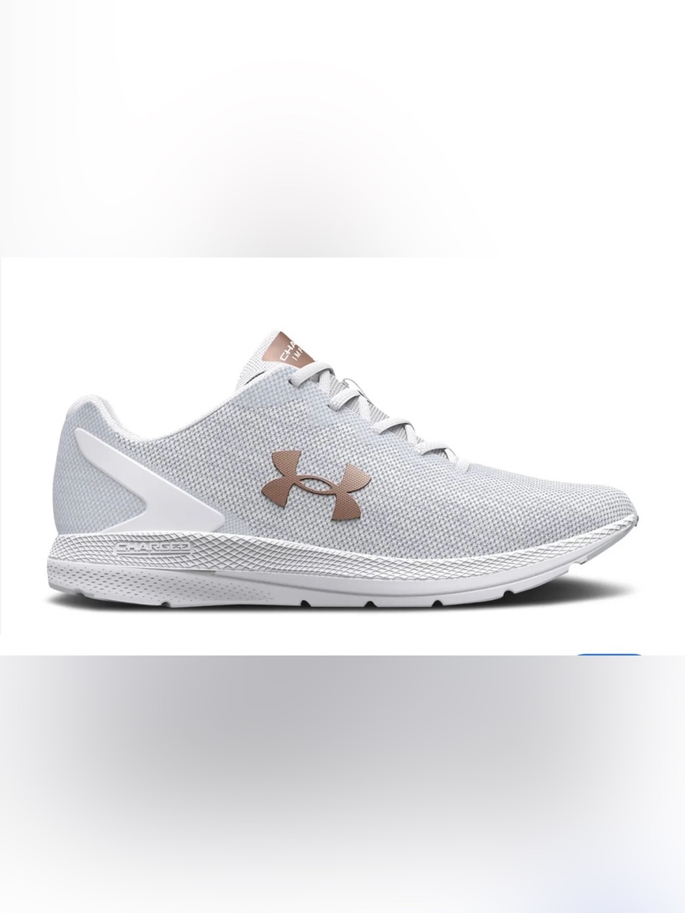 Under Armour Women’s White and Rose Gold Running Sneakers Size 10